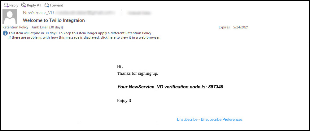 Verification Code Email 