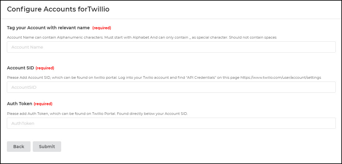 Configure Twilio account