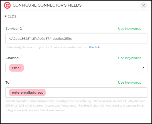 Configure Email verification connector