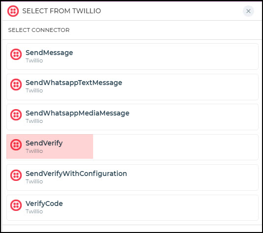 SendVerify Connector Action 