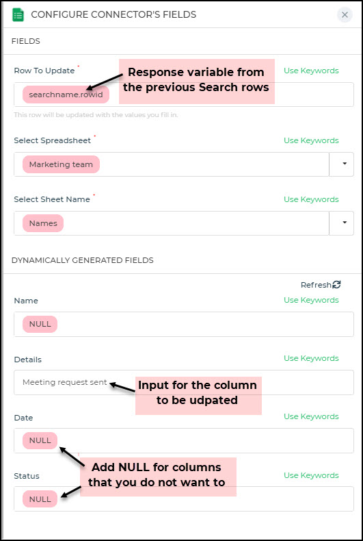 Update Rows