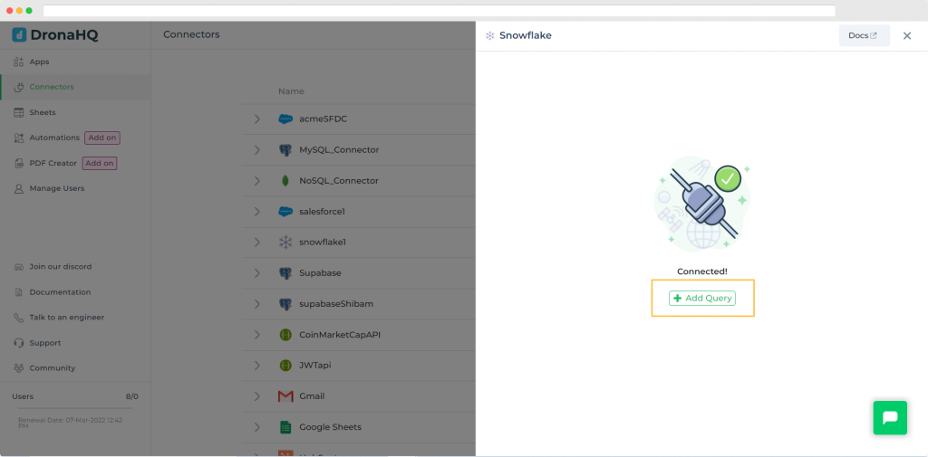 Building a snowflake dashboard - DronaHQ