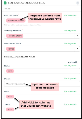 updating a row