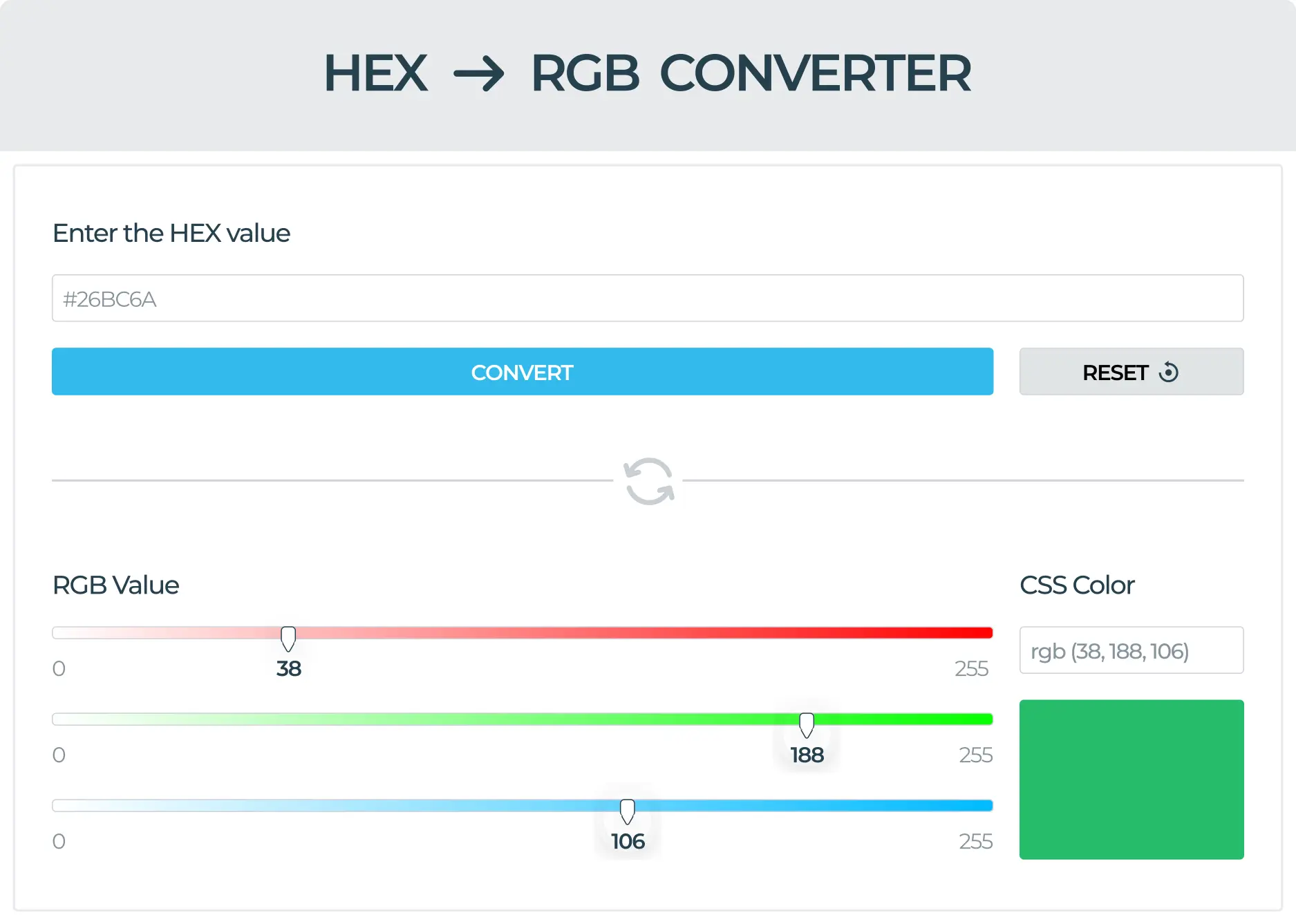 HEX to RGB color converter