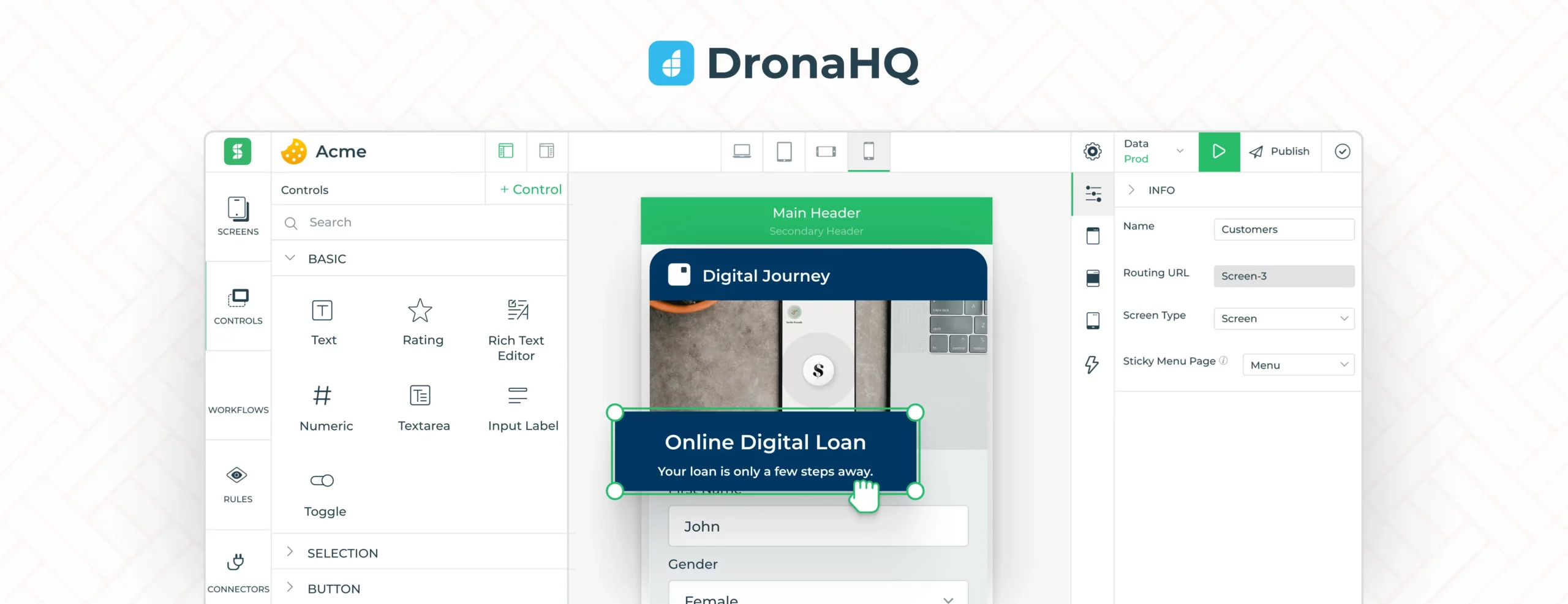 Guide to draganddrop mobile app builder DronaHQ