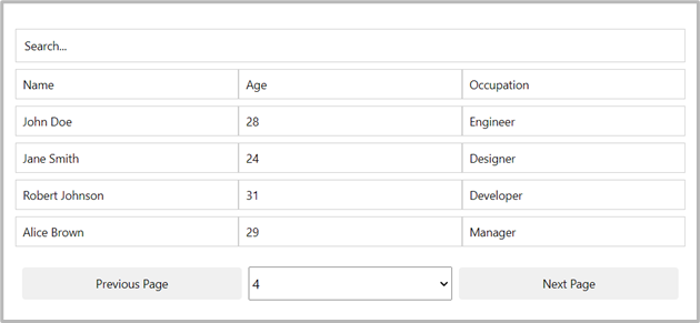 React Native Table