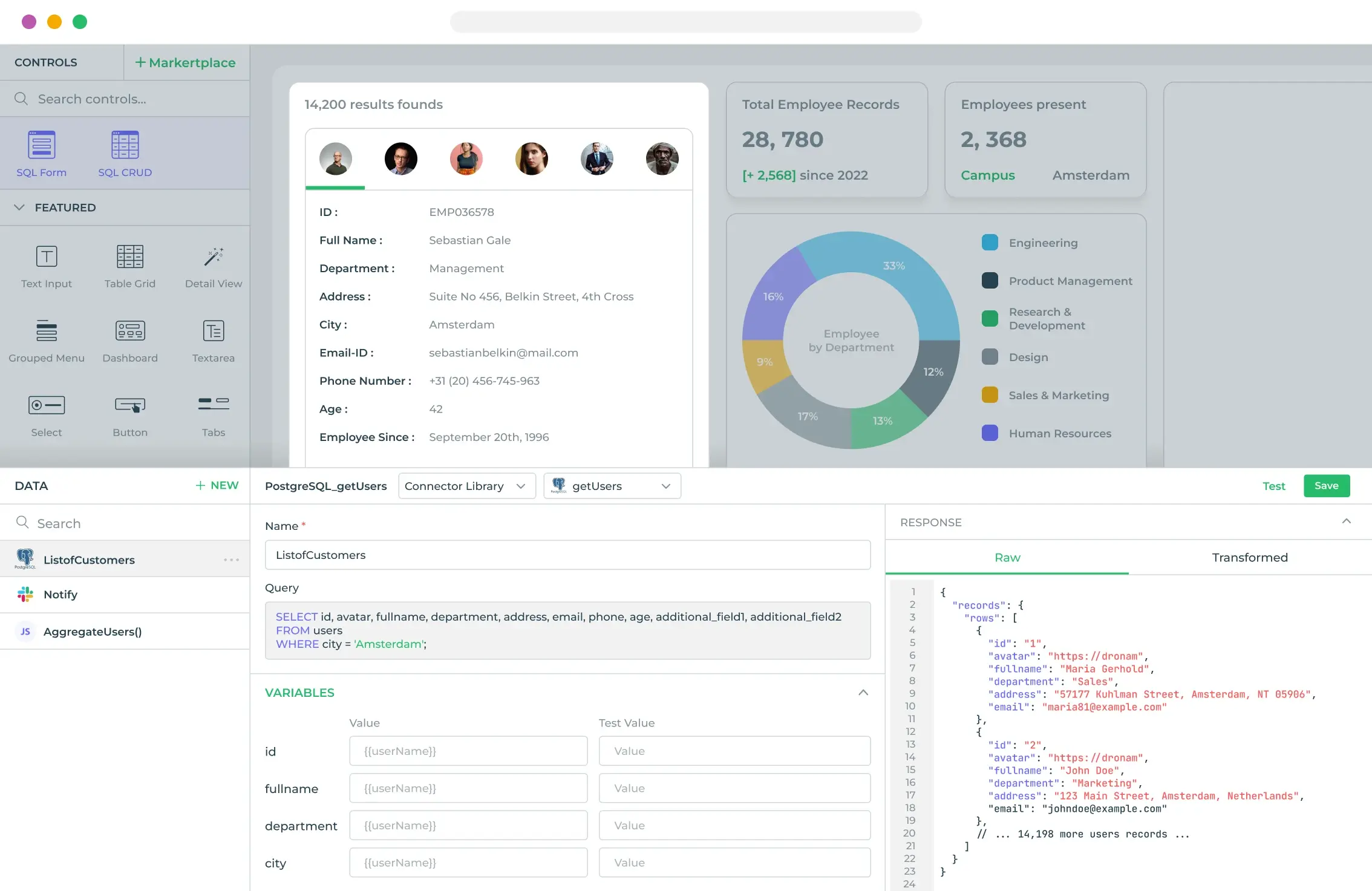 building custom frontend ui on top of database