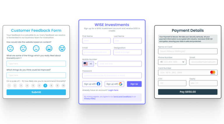 Types of web forms
