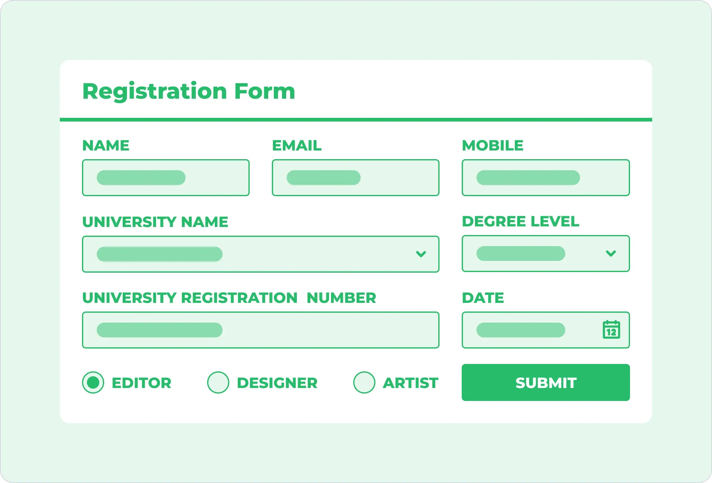 Registration form