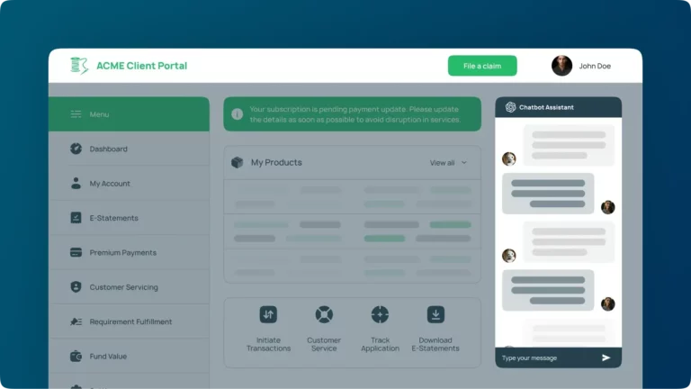  client portal with AI CHATBOT