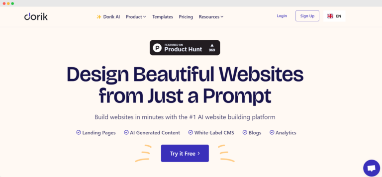 doric create website from prompt