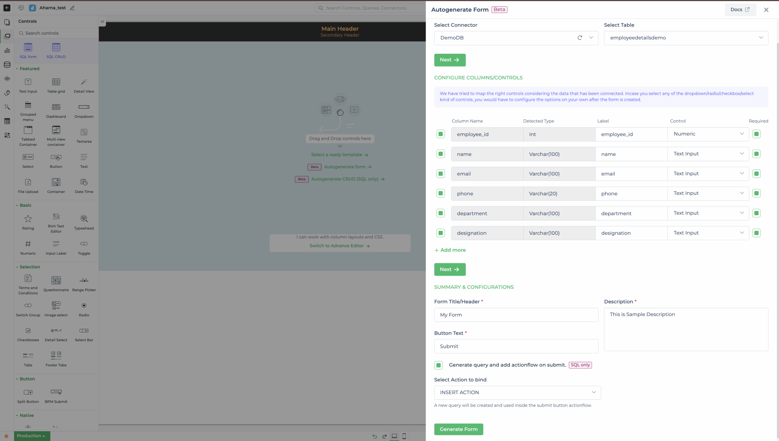 Autogenerate Form