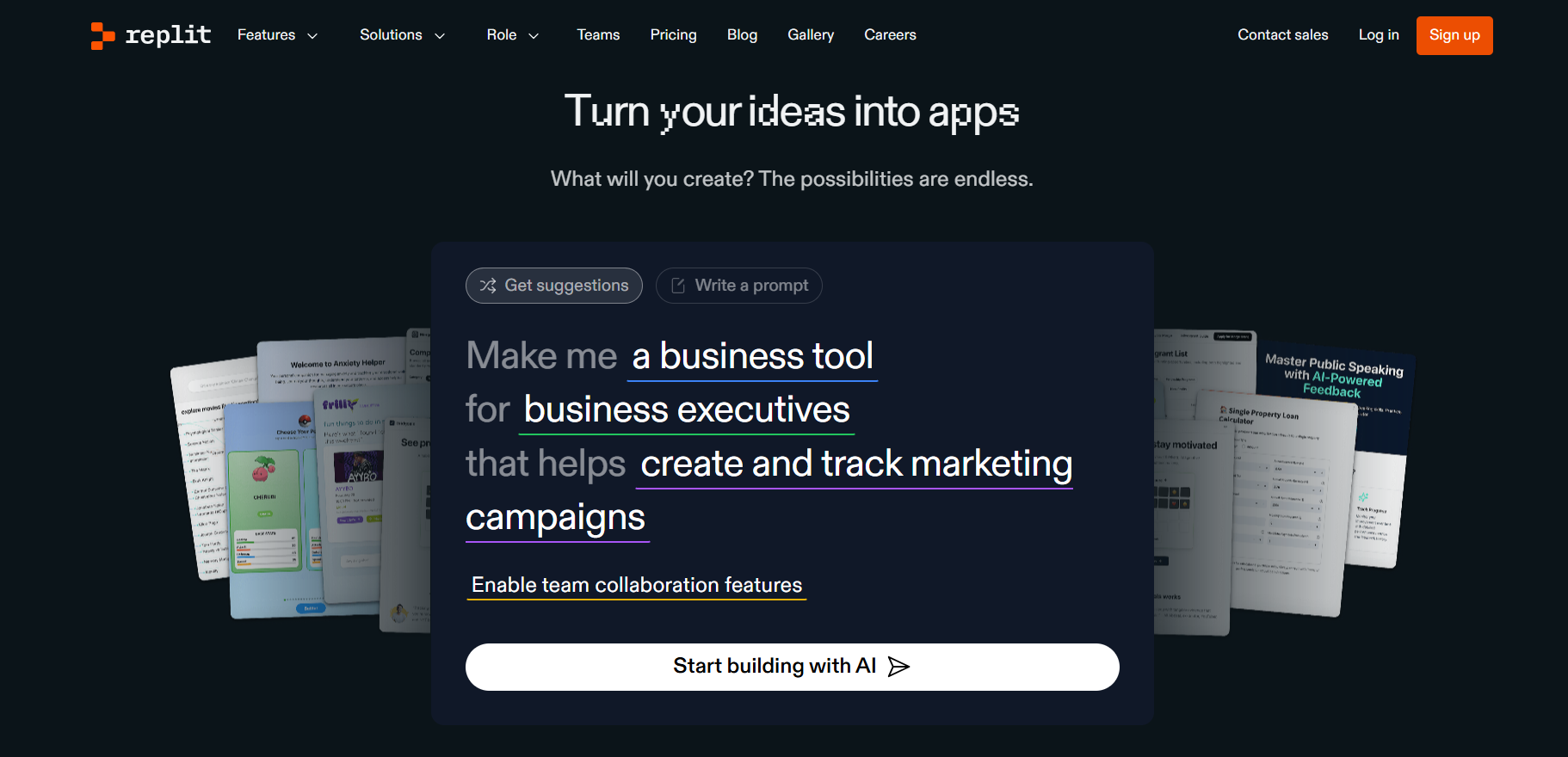 Replit AI website