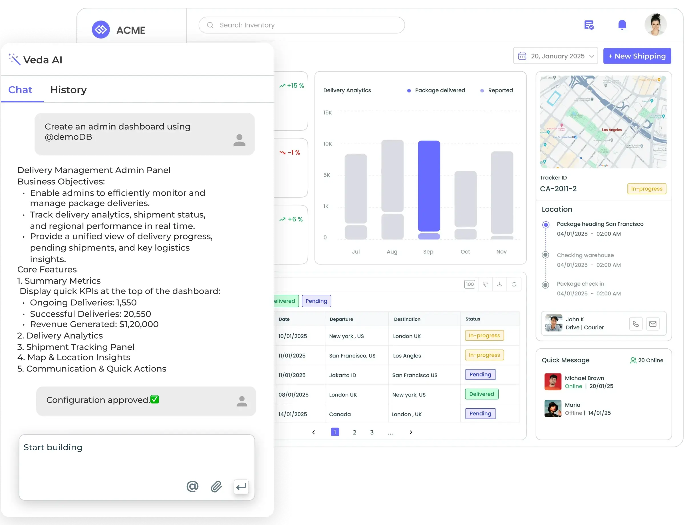 Build internal tools and apps from prompts and data